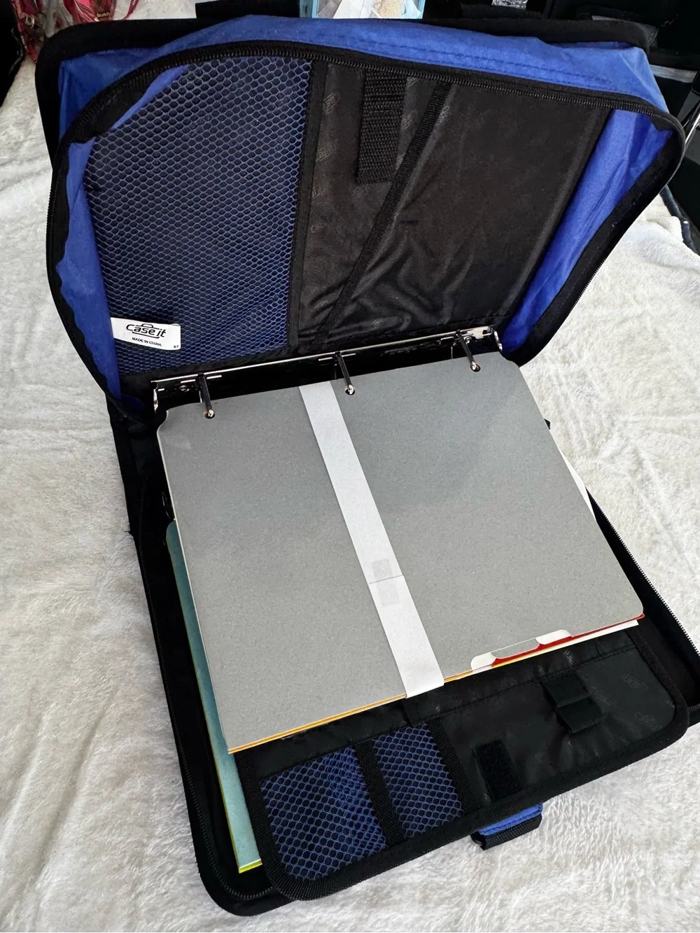 Case It Blue and Black Laptop Messenger Bag for Men - Padded Travel Brief